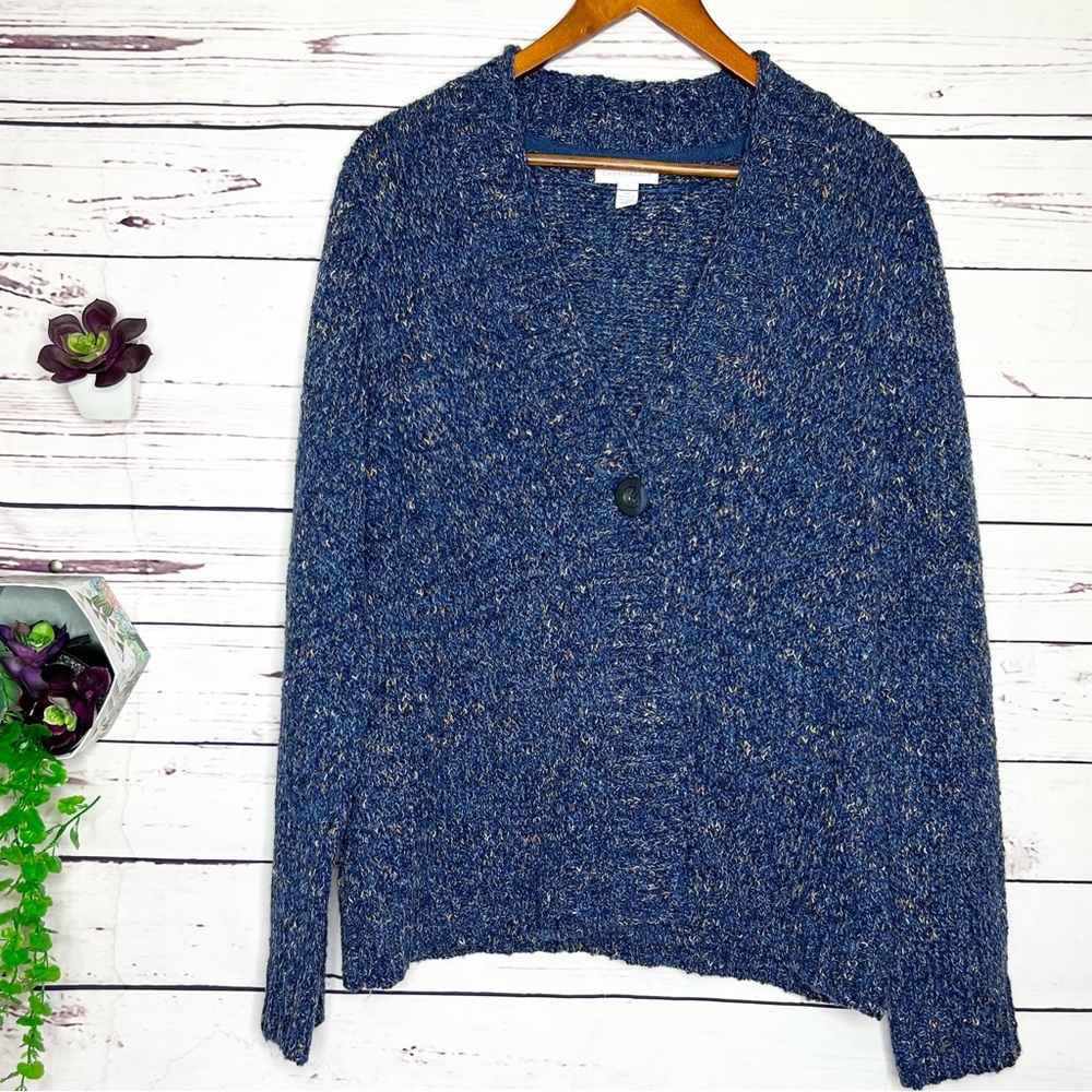 NWT Charter Club Blue Fuzzy Cardigan Sweater Size Large